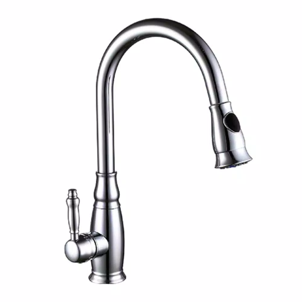 Vanity Art Chrome Single-Handle Pull-Down Kitchen Faucet with 360 Degree Swivel Spout
