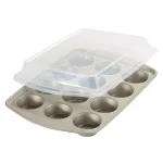 Rachael Ray 3-Piece Nonstick Bakeware Set with Swing Lid, Silver thumbnail 4