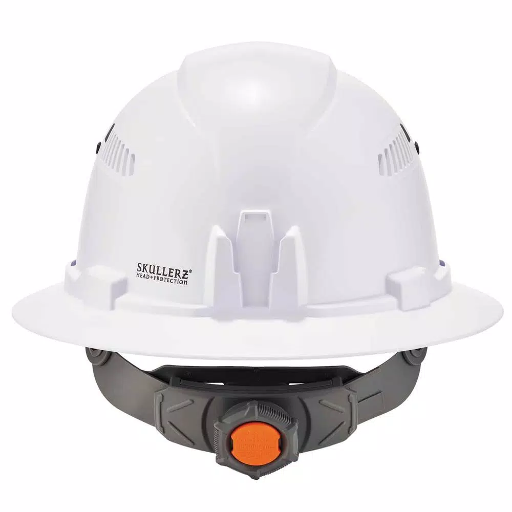 Ergodyne Skullerz 8973 Class C Full Brim Vented Hard Hat with Ratchet Suspension - White