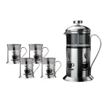 BergHOFF 5-Piece French Press Coffee Set with 32 oz. Stainless Steel Plunger and 4 Matching Glasses thumbnail 1
