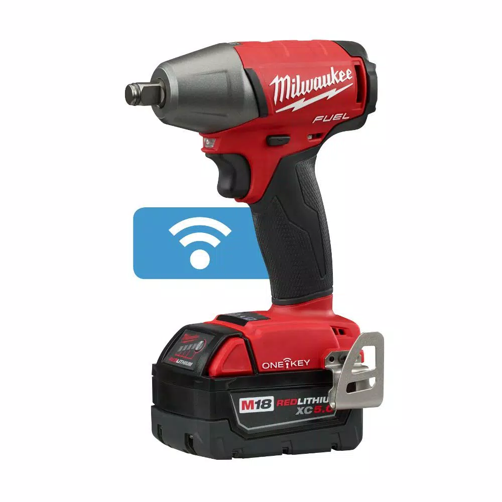 Milwaukee M18 FUEL 1/2 in. Compact Impact Wrench Kit with 9-Piece Socket Set & 2 5.0 Ah Batteries