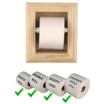 Unbranded Newton Recessed Toilet Paper Holder with Melbourne Frame, Solid Pine, Unfinished thumbnail 2