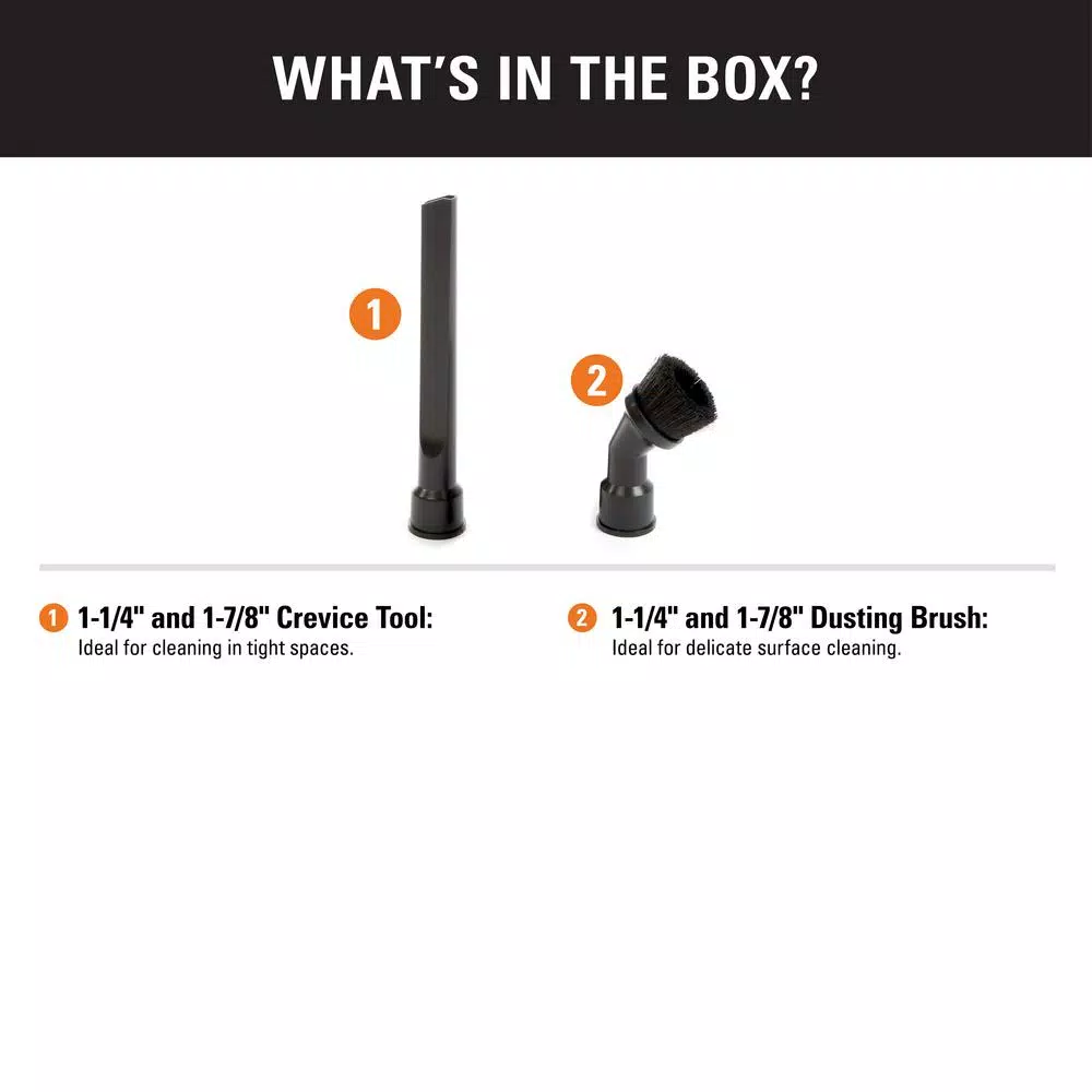RIDGID 2-Piece Dusting Brush and Crevice Tool Attachment Kit for 1-1/4 in. to 1-7/8 in. Wet/Dry Vacuums