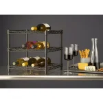 HDX 12-Bottle Black Steel Floor Wine Rack - 3-Shelf Countertop Storage thumbnail 3