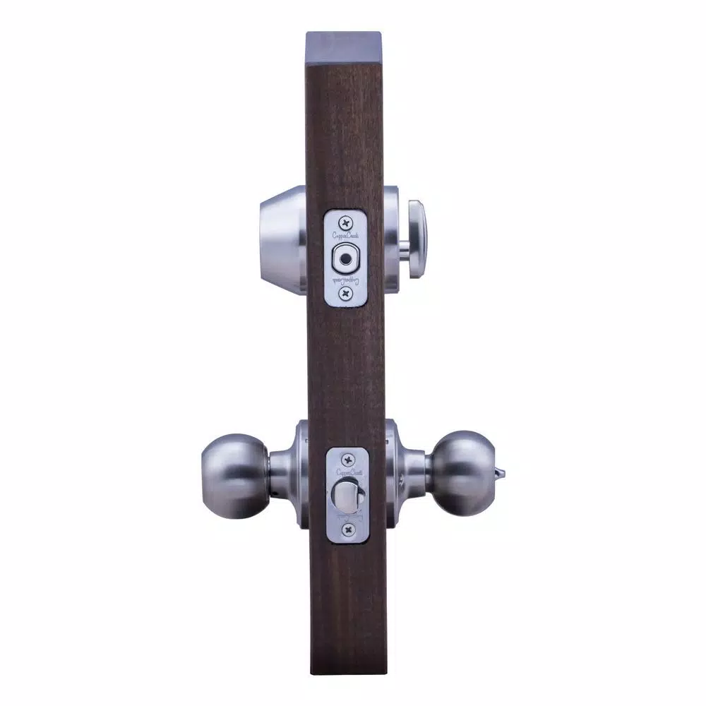 Copper Creek Satin Stainless Steel Contemporary Entry Door Knob and Deadbolt Combo Set