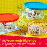 Pyrex Disney Mickey Mouse The True Original 6-Piece Glass Food Storage Container Set with Lids thumbnail 4