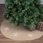VHC Brands 55 in. Pearlescent Natural Tan Coastal Christmas Tree Skirt with Snowflake Pearl Buttons thumbnail 3