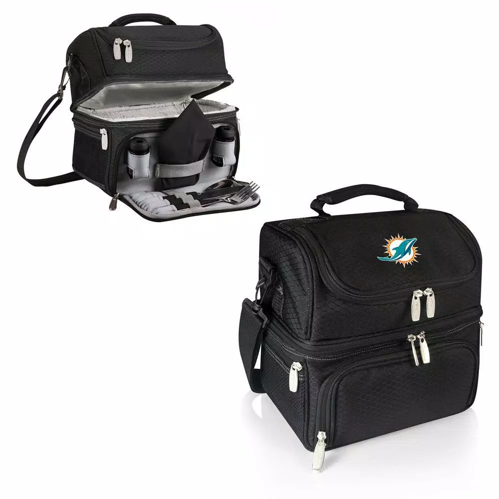 ONIVA Pranzo Miami Dolphins Black Insulated Lunch Bag with Cutlery Set