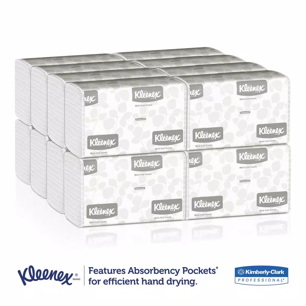 Kleenex Multifold White Paper Towels, 9.2 x 9.4 in, 150 Sheets per Pack, 16 Packs per Carton