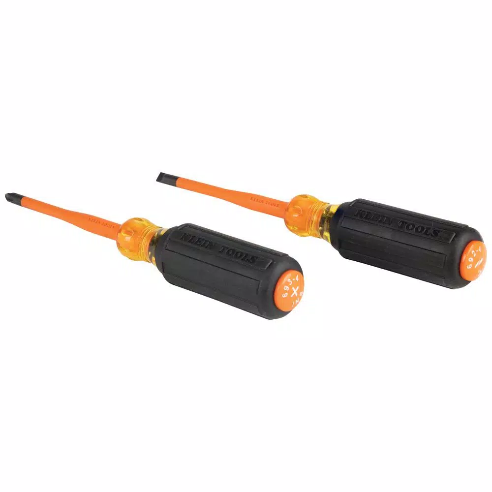 Klein Tools 2-Piece Slim-Tip Insulated Screwdriver Set, 1000V Rated