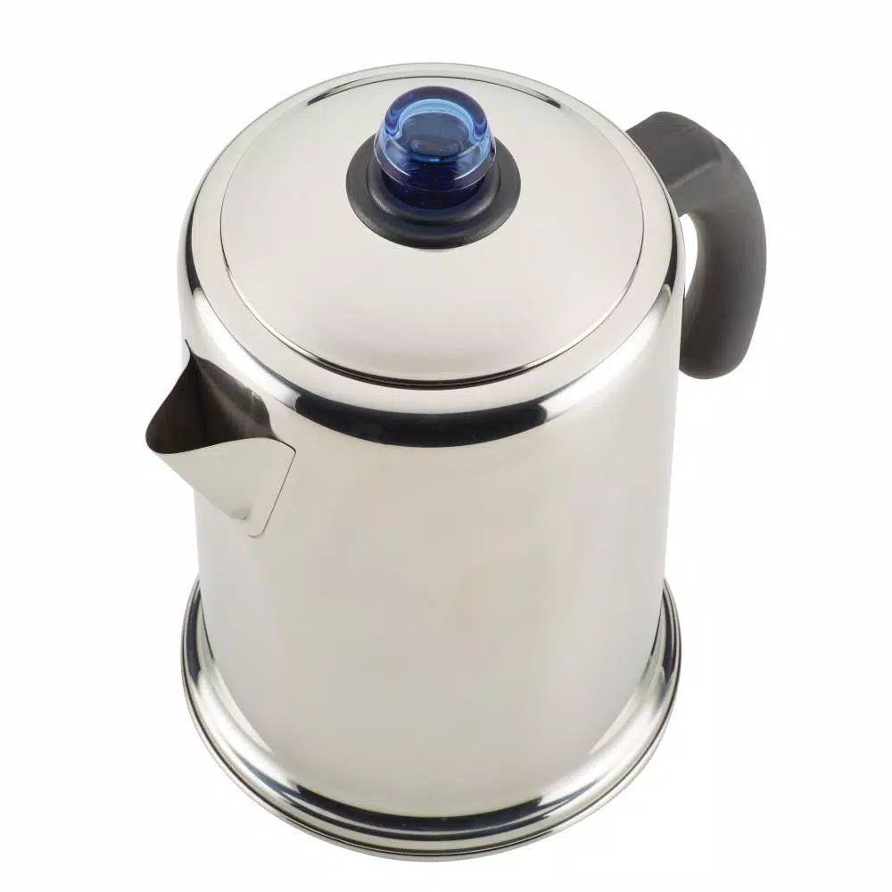 Farberware Classic 12-Cup Stainless Steel Stovetop Coffee Percolator with Blue Glass Knob