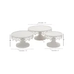 LITTON LANE White Iron Round Cake Stand Set of 3 with Lattice Lace Overhang thumbnail 3