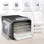 Ivation 6-Tray Stainless Steel Food Dehydrator Machine, 480W Digital Timer & Temperature Control thumbnail 6
