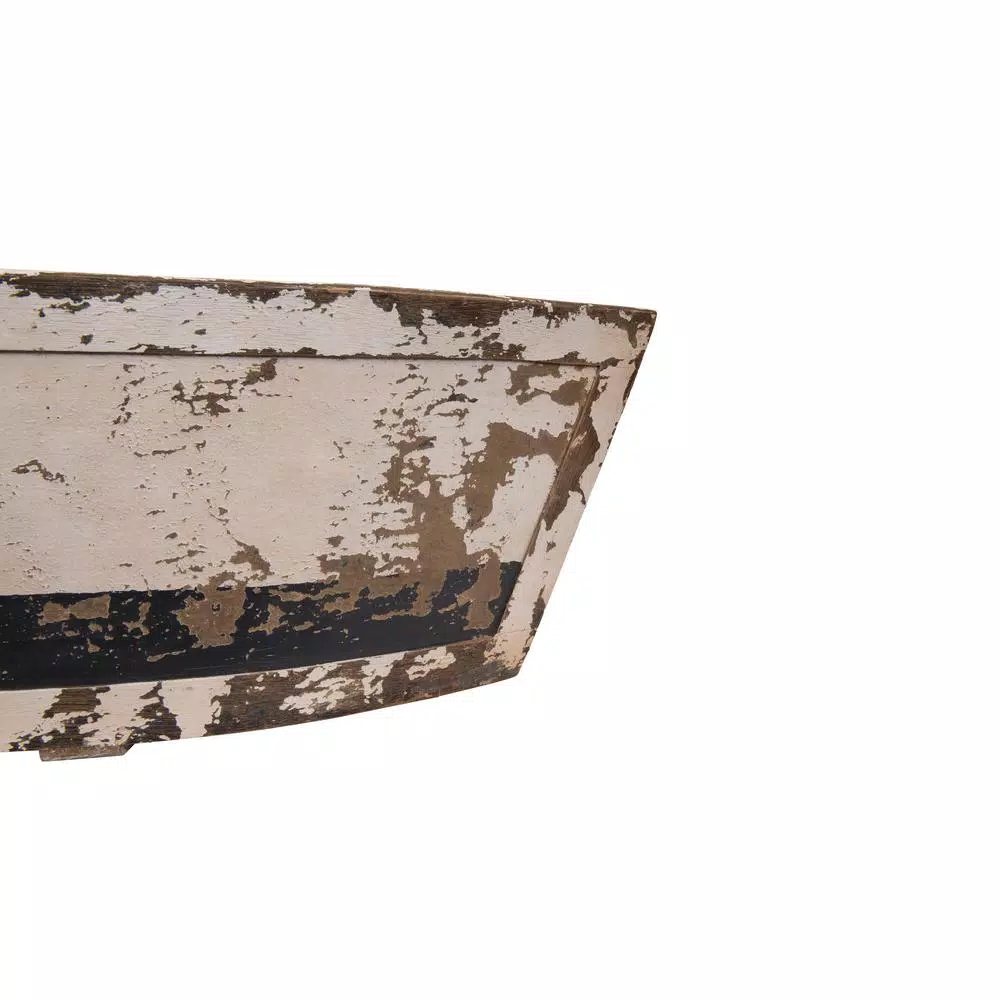 3R Studios Distressed Wood Decorative Boat with Tin Insert - Nautical Display Container