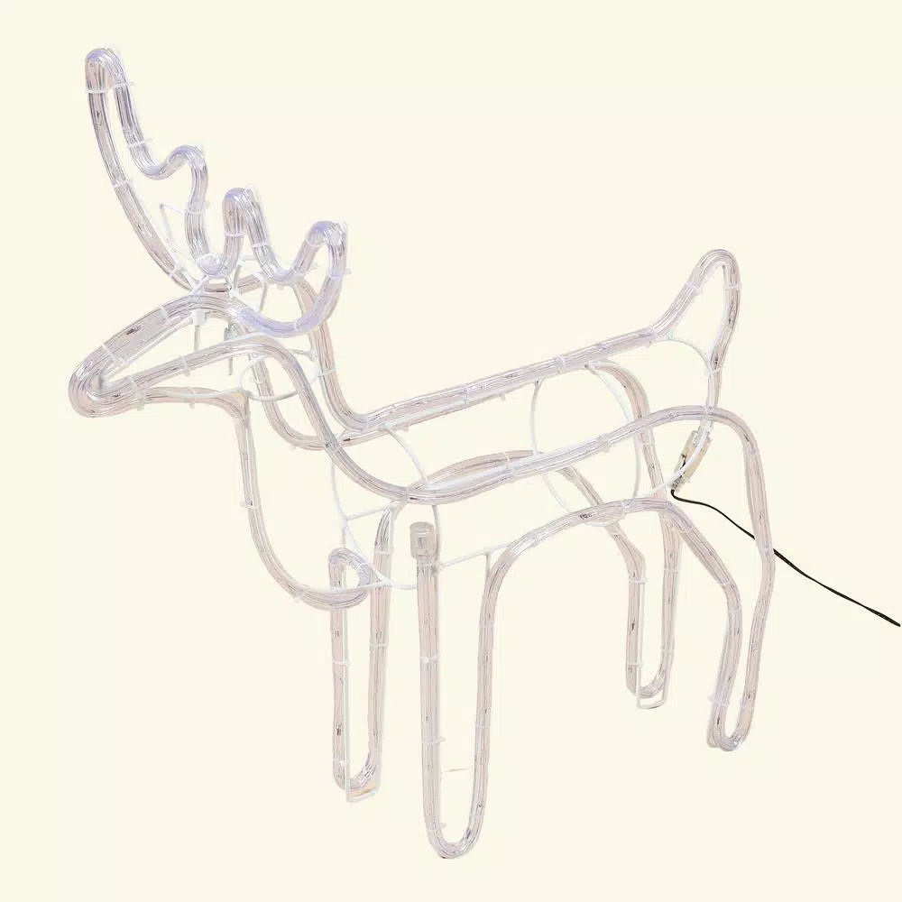 Luxen Home 25 in. LED White Rope Light Standing Reindeer - Indoor/Outdoor Christmas Decoration