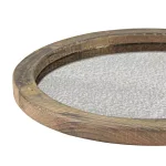 Stonebriar Collection Stonebriar Rustic Round Wood and Antique Mirror Serving Tray, Brown thumbnail 2
