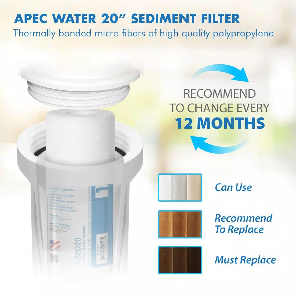 APEC Water Systems APEC 5 Micron High Capacity Sediment Pre-Filter, 20 in. x 2.5 in. Commercial Grade