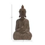 LITTON LANE Polystone Meditating Thai Buddha Sculpture - Tarnished Brown Statuary thumbnail 5