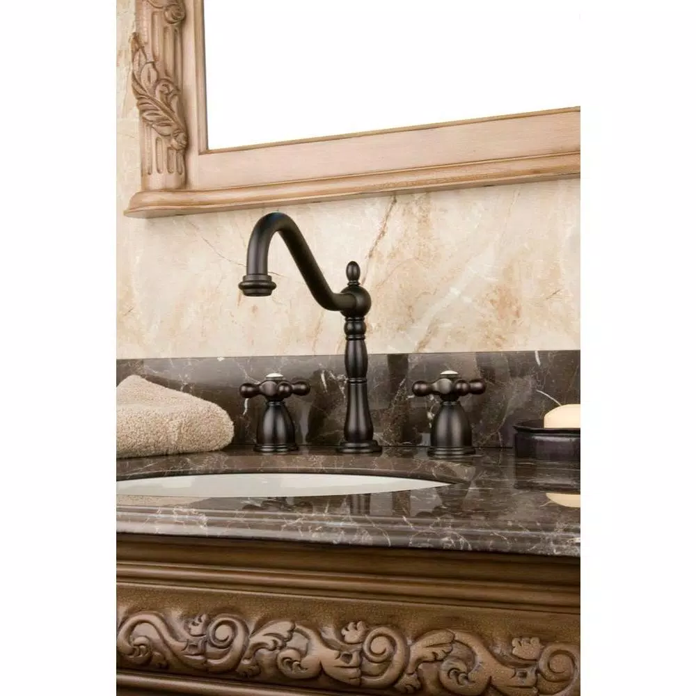 Kingston Brass Victorian 8 in. Widespread 2-Handle Bathroom Faucet, High Arc Spout, Oil Rubbed Bronze