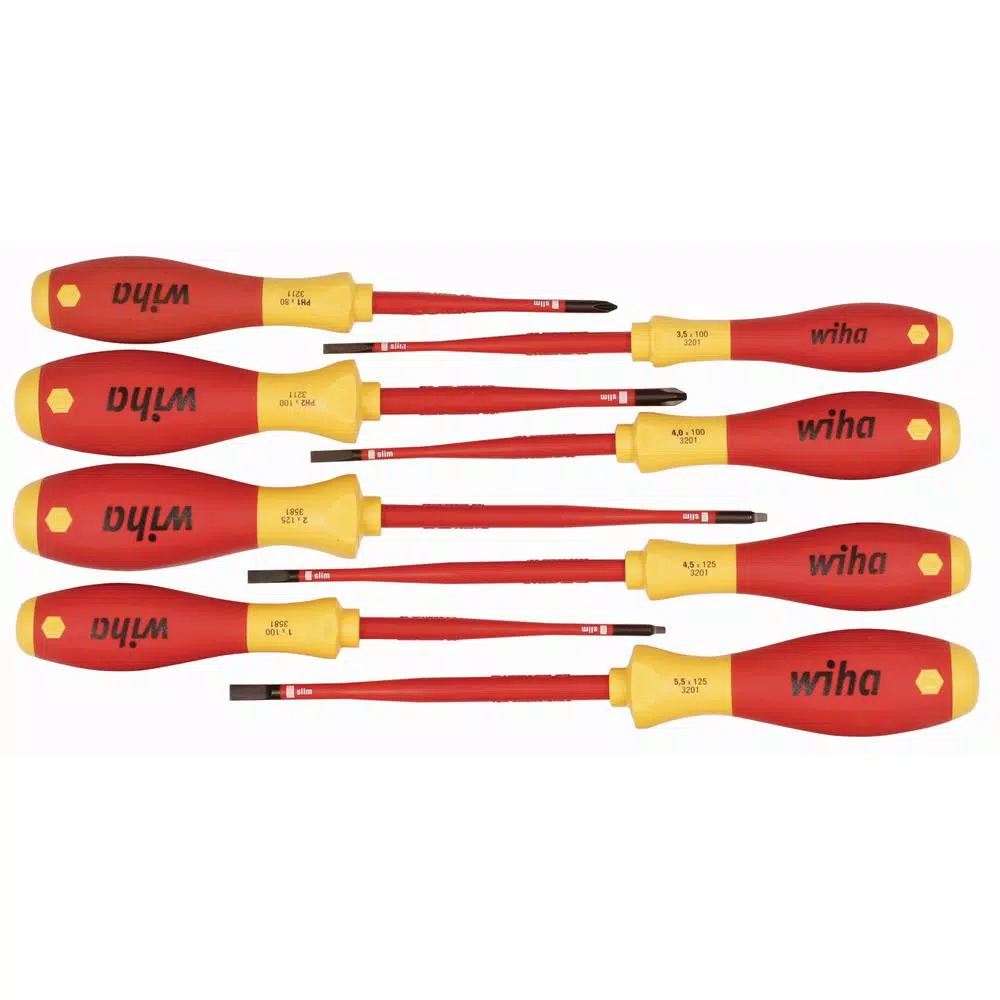 Wiha 8-Piece Insulated Slim Line Screwdriver Set, 1000V AC Rated