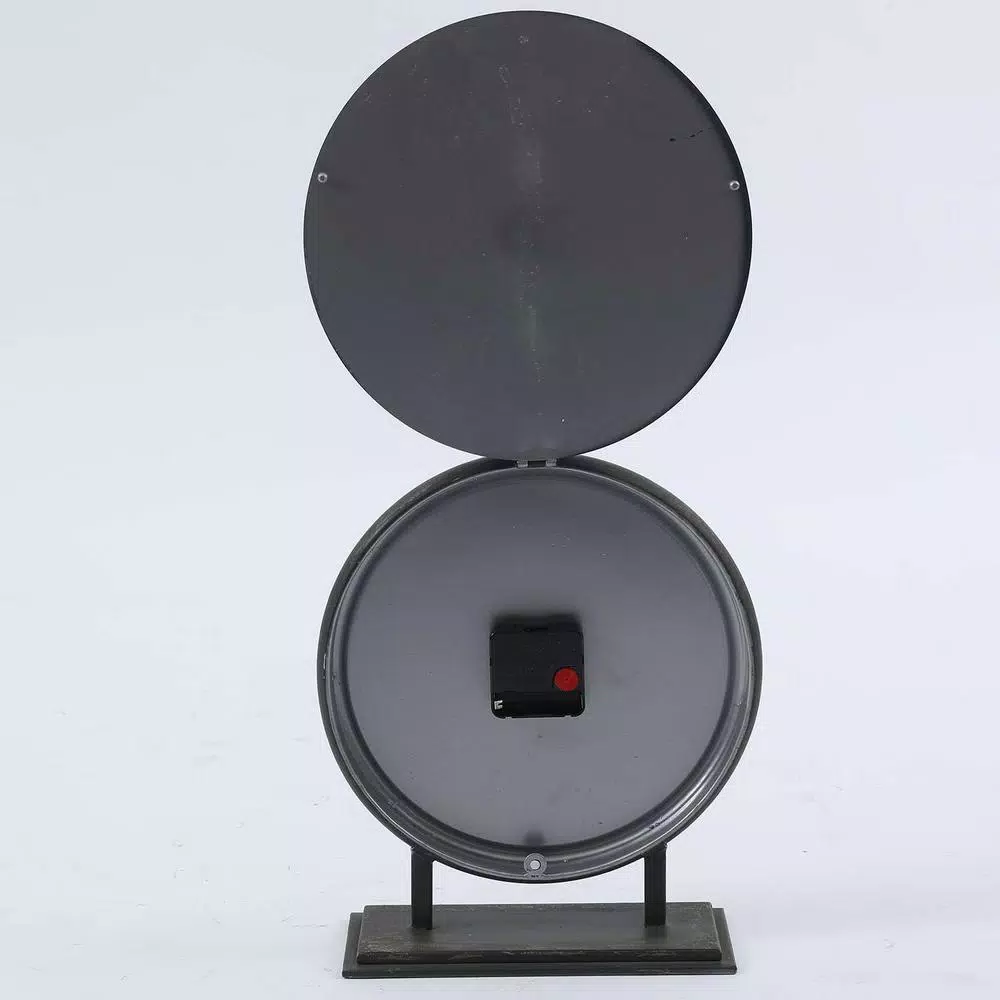 Winsome House Black Metal Vintage Table Top Clock with Roman Numerals