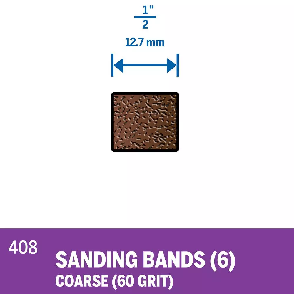 Dremel 1/2 in. 60-Grit Sanding Bands for Wood, Fiberglass, Rubber, and Metal (6-Pack)