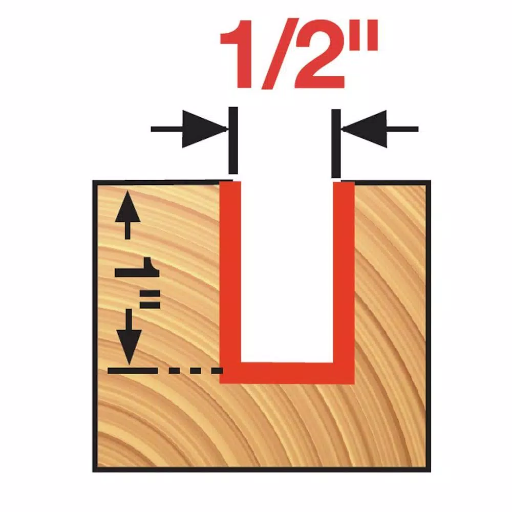 Diablo 1/2 in. x 1 in. Carbide Straight Router Bit with 1/4 in. Shank