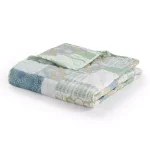 DONNA SHARP Tidepool Green Microfiber Coastal Patchwork Reversible Throw Blanket thumbnail 2