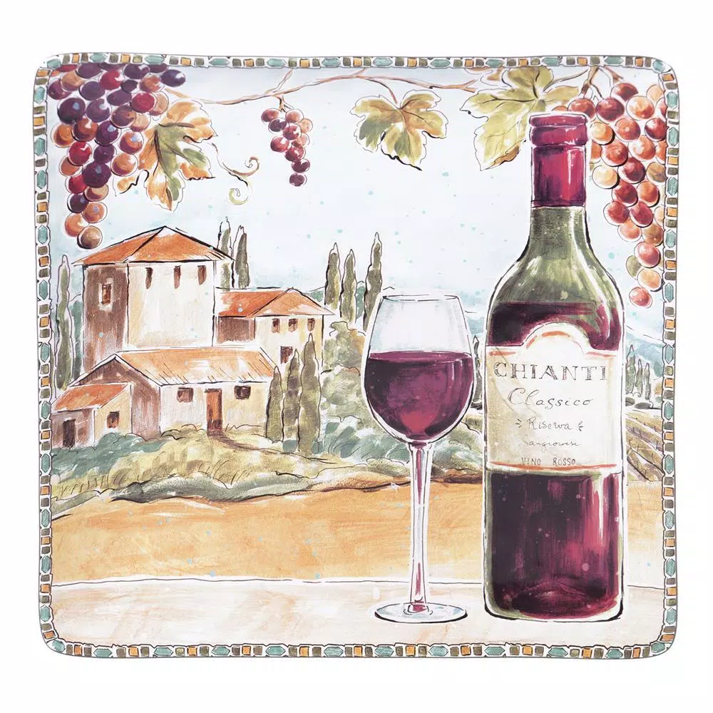 Certified International Tuscan Breeze 12.5 in. Stoneware Square Platter, Multi-Colored