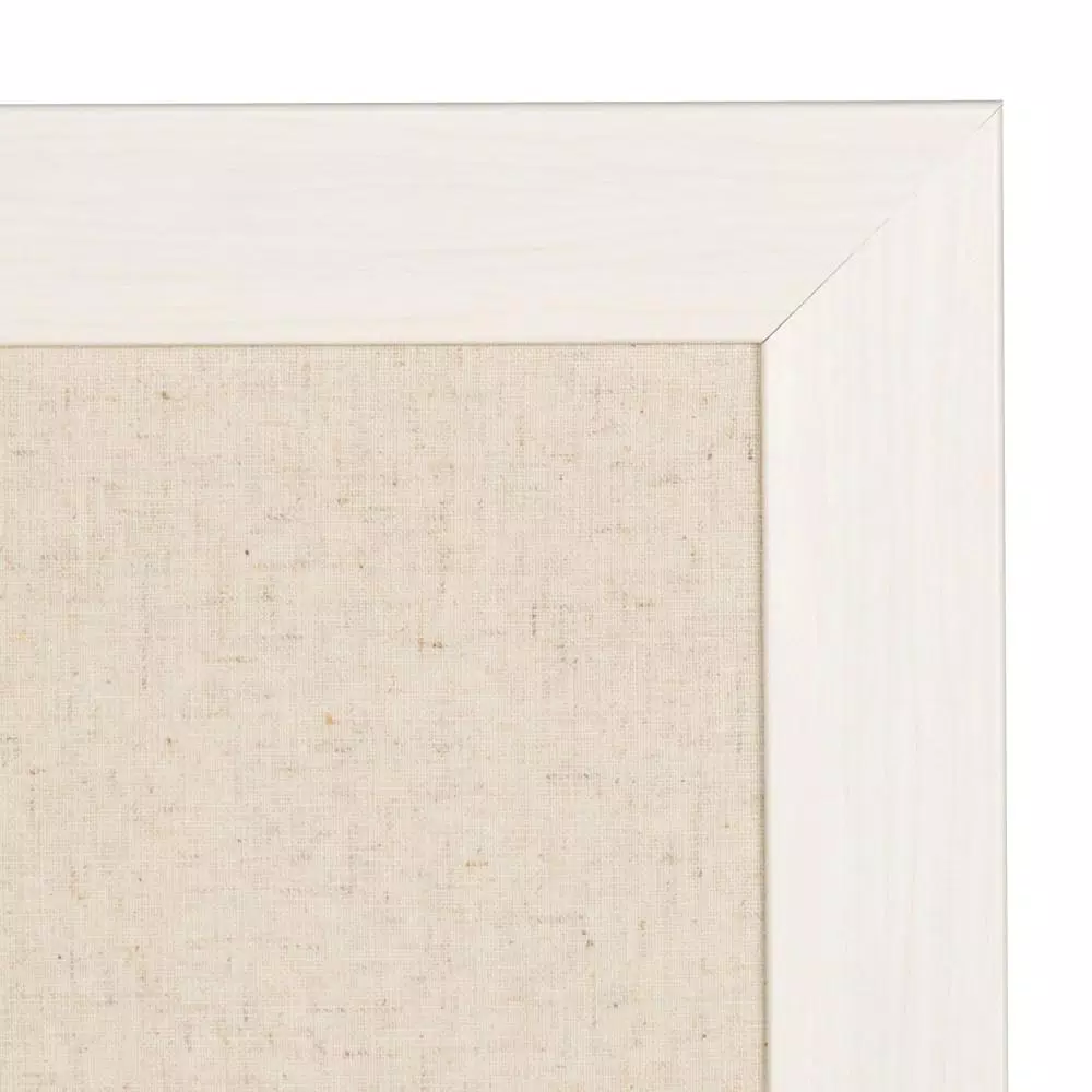 DesignOvation Beatrice Framed Linen Fabric Pinboard Memo Board, 18 x 27 in, White