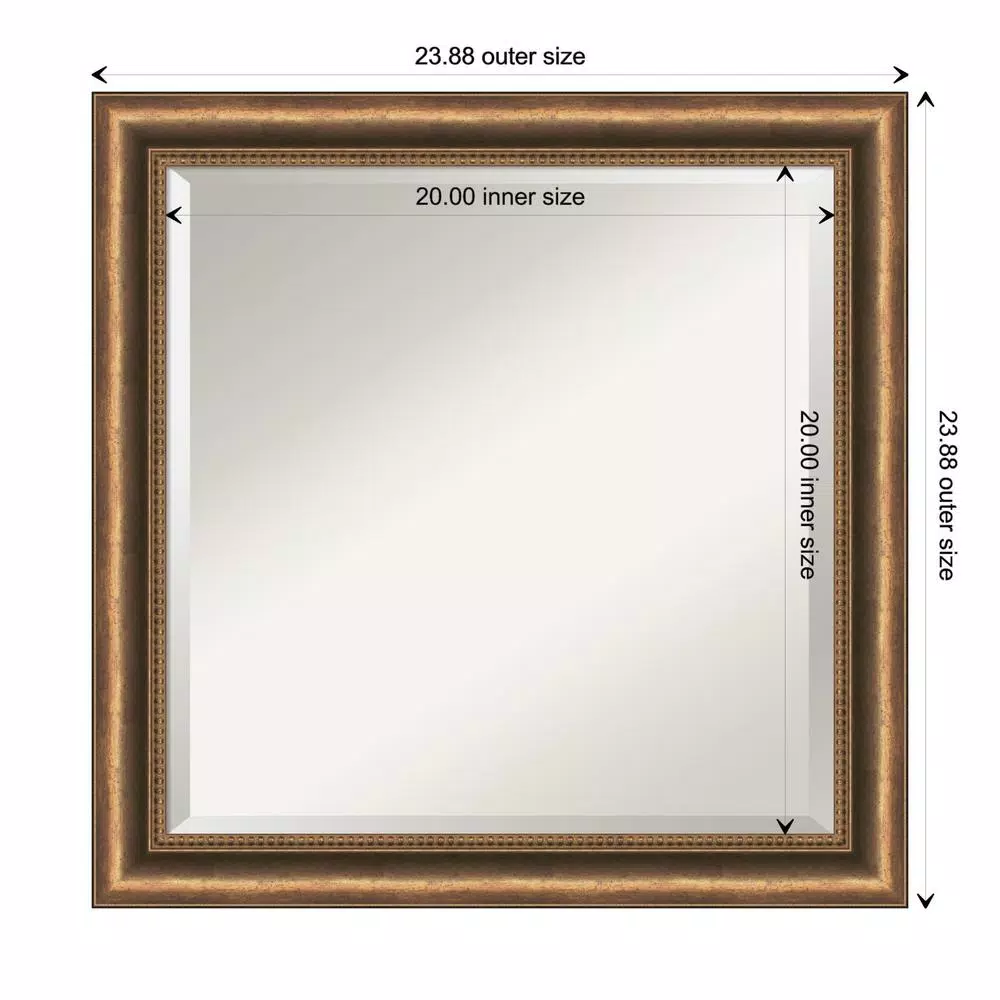 Amanti Art Manhattan 24 in. Square Bronze Wood Framed Beveled Edge Bathroom Vanity Mirror