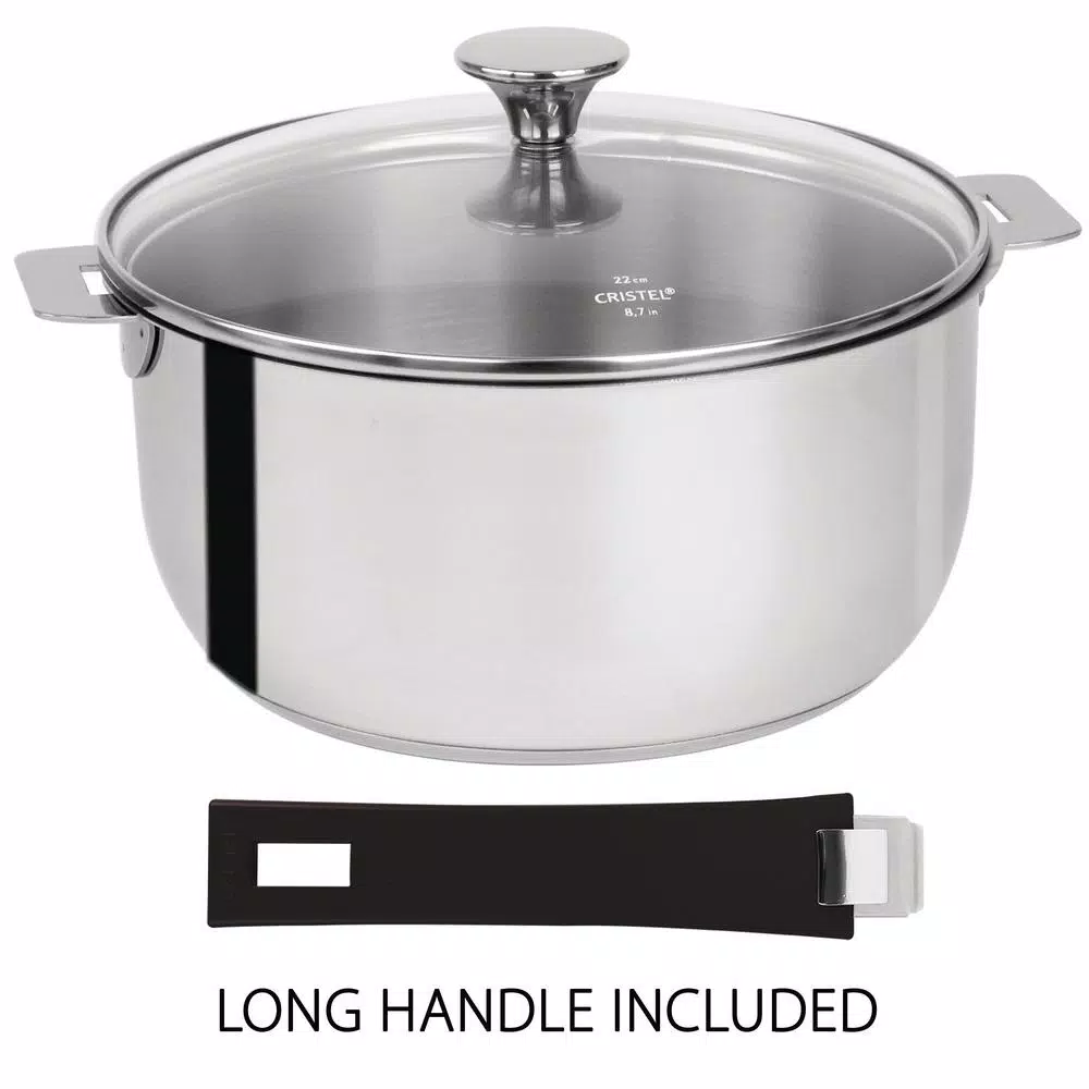 Cristel Tulipe 4 Qt. Stainless Steel Stew Pan with Glass Lid and Removable Handle System