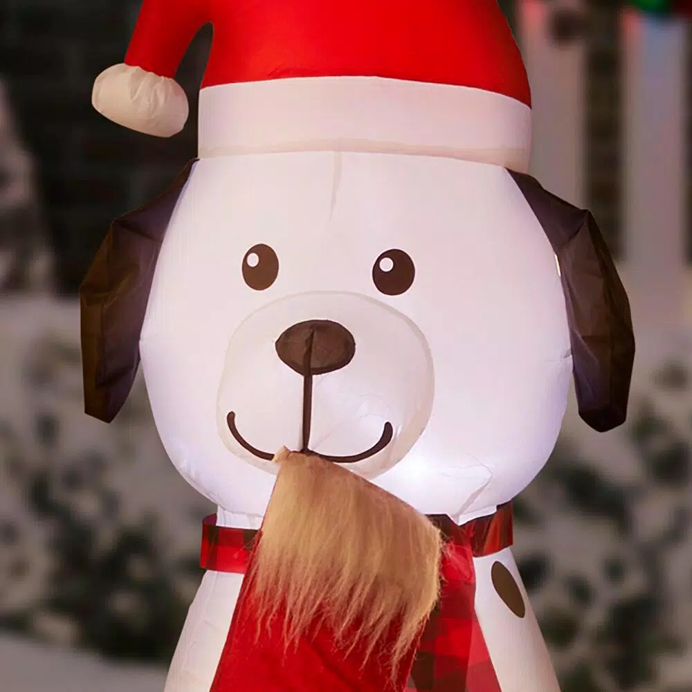 Home Accents Holiday Airblown Inflatables Puppy Pals Christmas Inflatable with Stockings, 7.5 ft. W x 3.74 ft. H