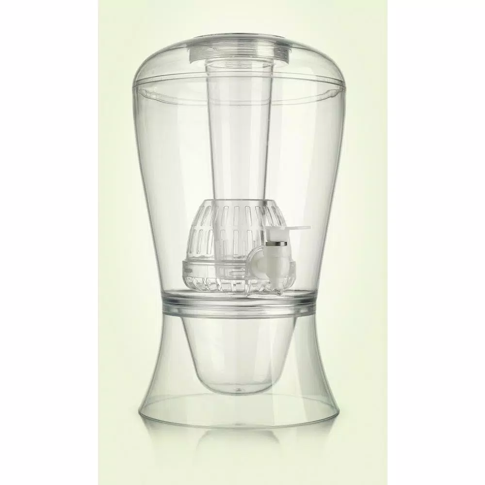 Home Essentials 2 Gallon Glass Beverage Dispenser with Ice and Fruit Infuser, Clear