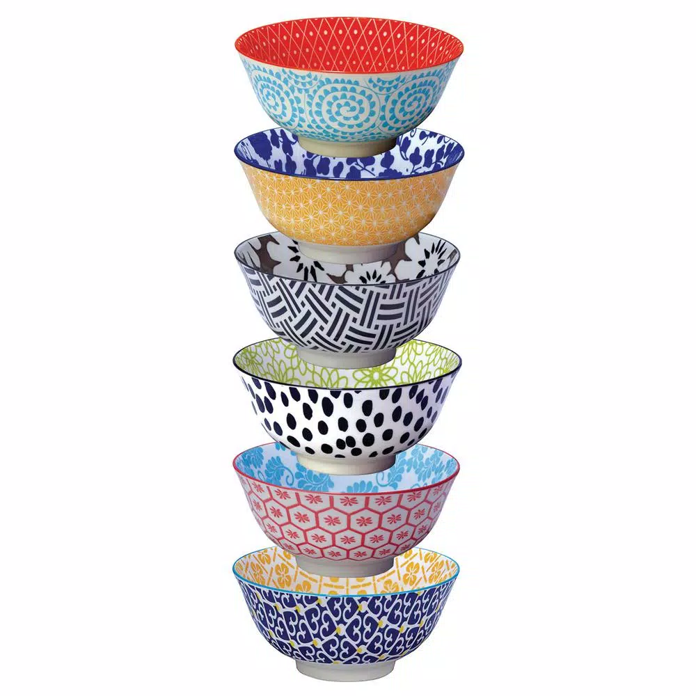 Certified International Chelsea Multi-Color Porcelain Bowl Set, 6-Piece