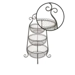 LITTON LANE New Traditional 3-Tier Black Wrought Iron Decorative Basket Tray Stand thumbnail 4