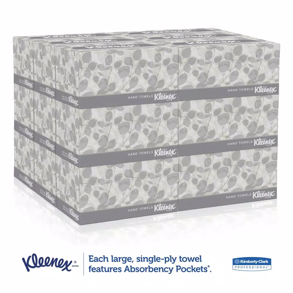 Kleenex Premium Pop-Up Cloth-Like Hand Towels, 9 x 10.5 in, 120 per Box, 18 Boxes per Carton