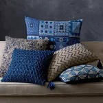 The Company Store Embroidered Blue Geometric 18 in. x 18 in. Decorative Throw Pillow Cover thumbnail 3