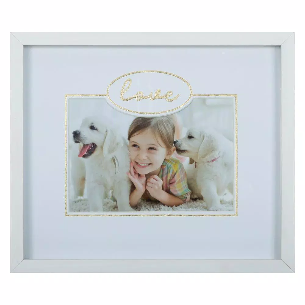 Pinnacle One Happy Family White and Gold Gallery Wall Photo Frame Set, 6 Piece Wood Frame Kit