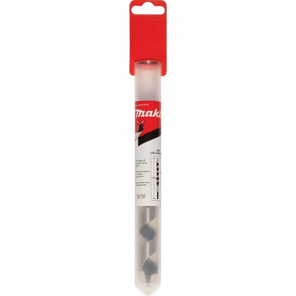 Makita 3/4 in. x 6 in. Steel Ship Auger Bit with 7/16 in. Hex Shank