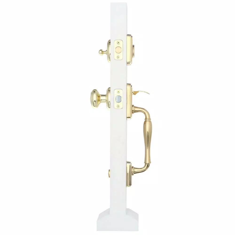 Baldwin Prestige Wesley Single Cylinder Door Handleset with Alcott Knob, Lifetime Polished Brass