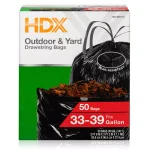 HDX Black Drawstring Outdoor and Yard Trash Bags, 33-39 Gallon, 51 Count thumbnail 1