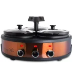 MegaChef Triple 4.5 Qt. Copper Slow Cooker and Buffet Server with 3 Ceramic Pots thumbnail 4