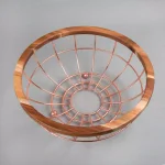 Creative Home Deluxe Acacia Wood and Copper Plated Iron Wire Fruit Basket Bowl thumbnail 4