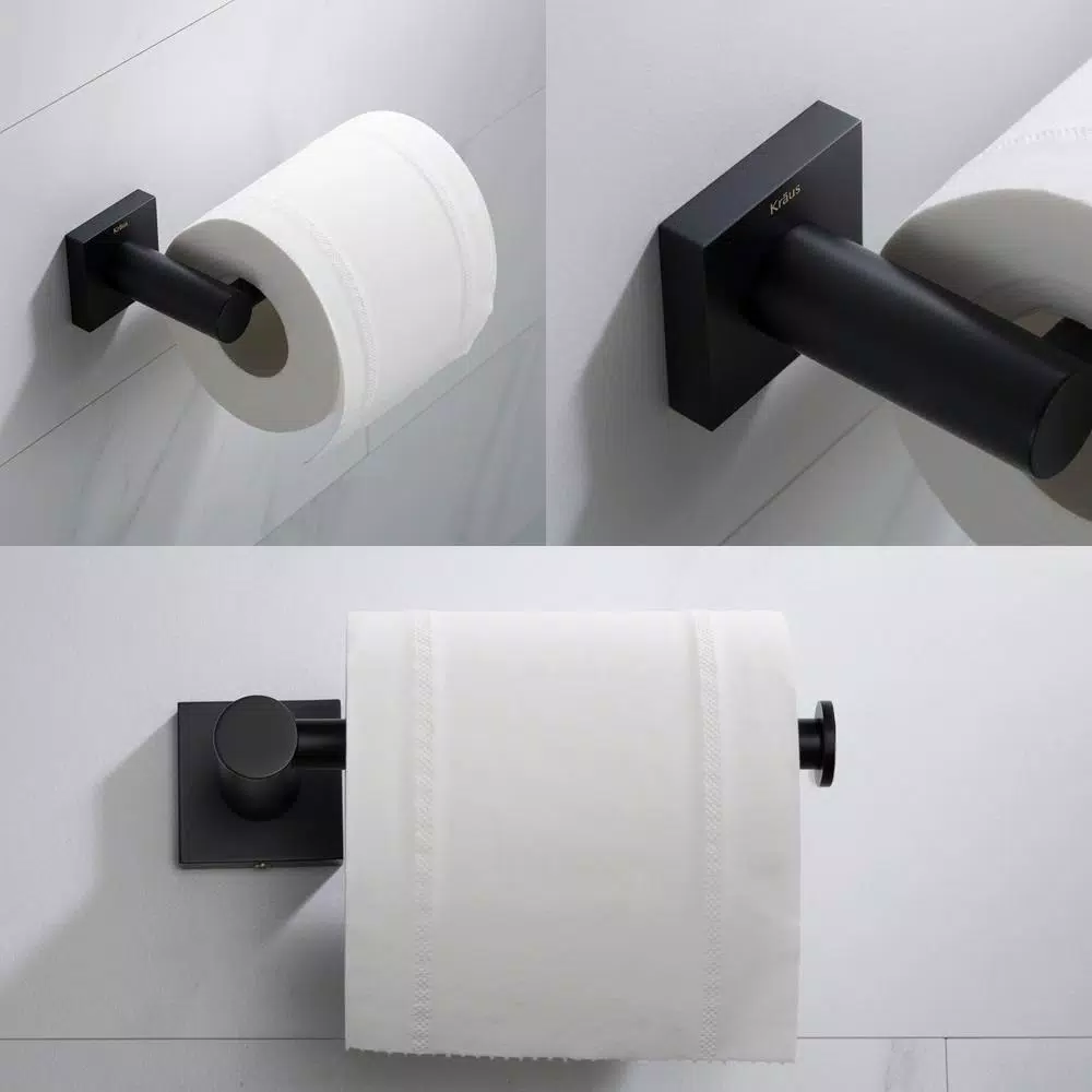 KRAUS Ventus Matte Black Solid Brass Toilet Paper Holder