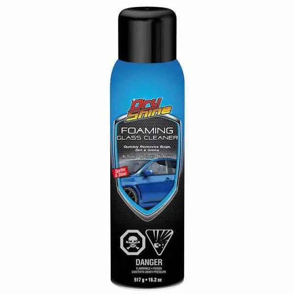 Dry Shine Foaming Glass Cleaner 18.2 oz. with 2-Pack Dual Pile Microfiber Towels