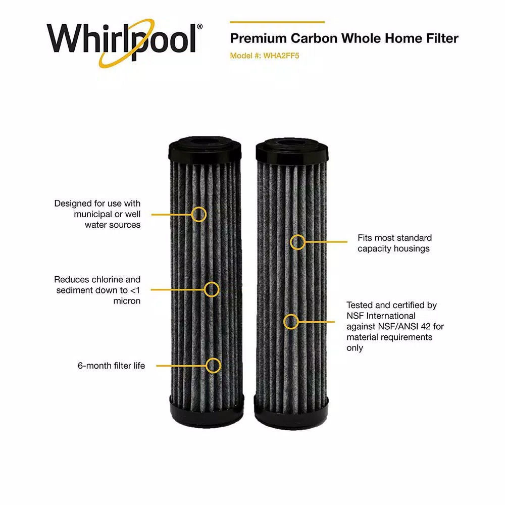 Whirlpool Premium Carbon Whole Home Water Filter Replacement, 2-Pack (WHA2FF5)