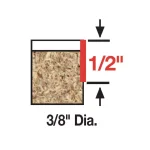Diablo 3/8 in. x 1/2 in. Carbide Flush Trimming Router Bit, 1/4 in. Shank thumbnail 3