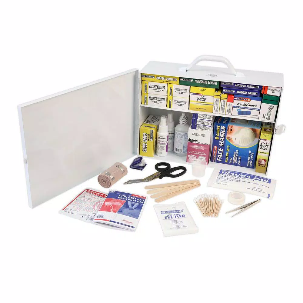 Rapid Care 520-Piece Industrial First Aid Cabinet, 2-Shelf ANSI/OSHA Compliant