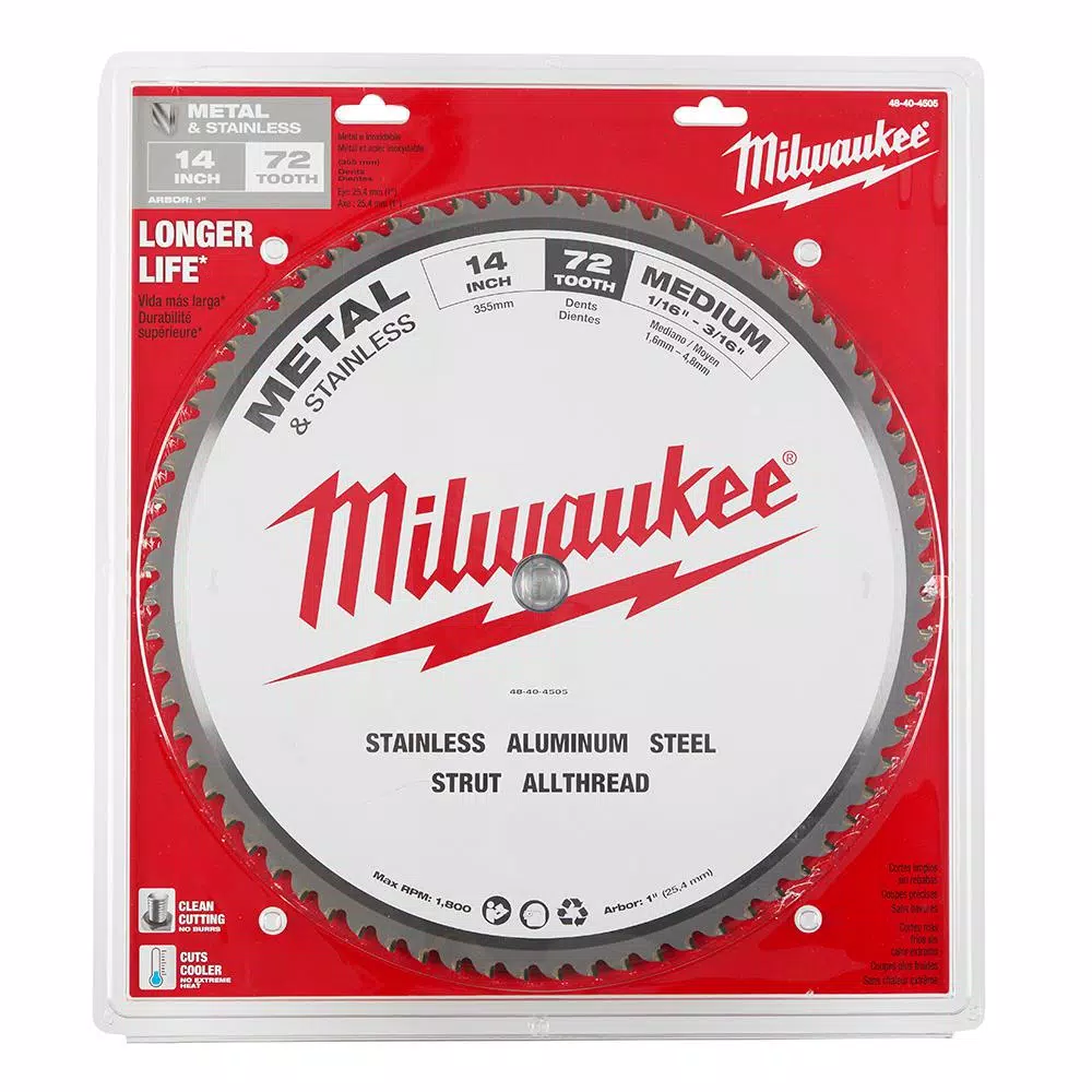 Milwaukee 14 in. 72T Carbide Metal & Stainless Steel Circular Saw Blade